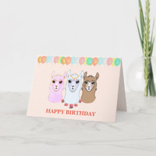 Carte d'anniversaire de trois lamas