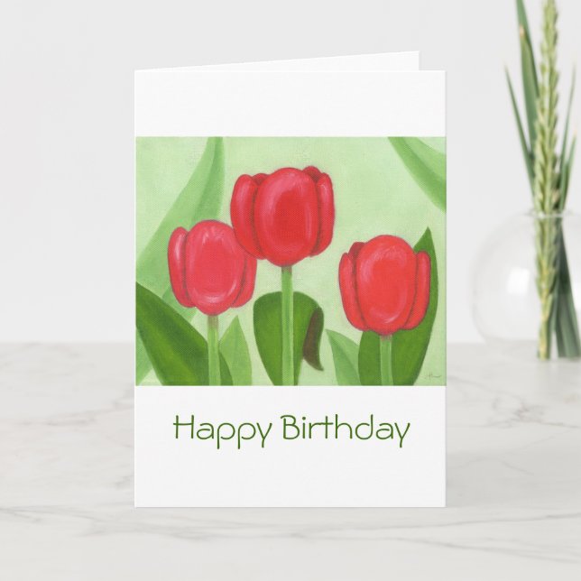 Carte d'anniversaire de trois tulipes (Devant)