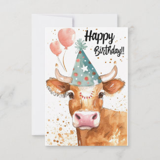 Carte d'anniversaire de vache amusante