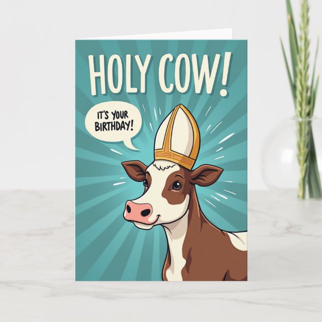 Carte d'anniversaire de vache de dessin animé (Devant)