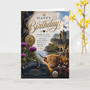 Carte d'anniversaire de vache des Highlands avec c