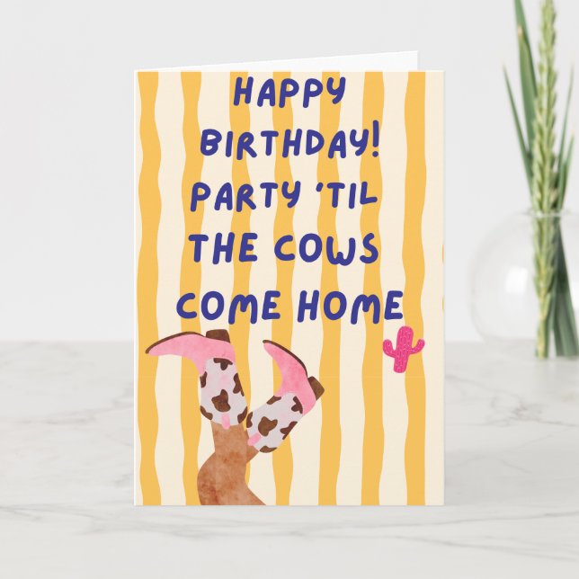 Carte d'anniversaire de vache drôle (Devant)