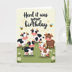 Carte d'anniversaire de vache fantaisiste