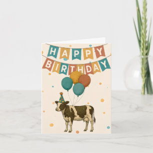 Carte d'anniversaire de vache - Fête amusante Anim