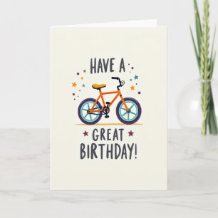 Carte d'anniversaire de vélo orange vif
