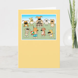 Carte d'anniversaire de vieux chien mignonne et dr