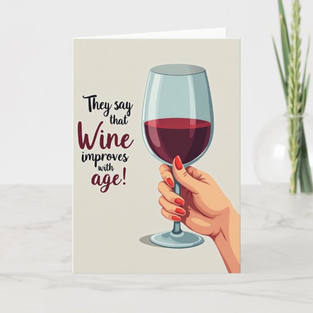 Carte d'anniversaire de vin âgé (Devant)