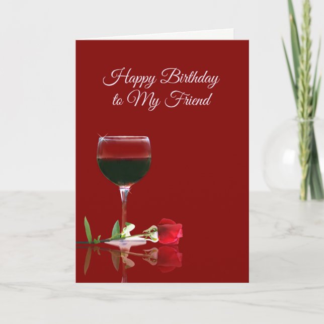 Carte d'anniversaire de vin pour l'ami (Devant)