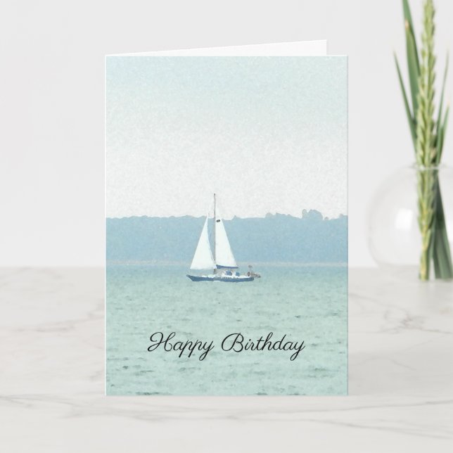 Carte d'anniversaire de voilier sur le Solent (Devant)