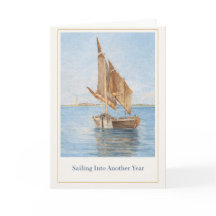 Carte d'anniversaire de voilier vintage | Naissanc