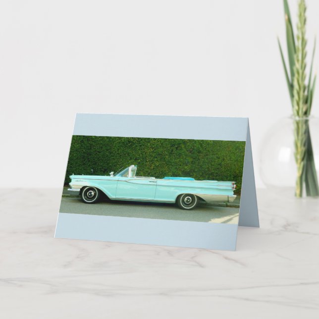CARTE D'ANNIVERSAIRE DE VOITURE BLEUE fête des pèr (Devant)