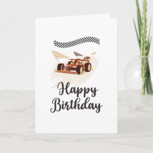 Carte d'anniversaire de voiture de course