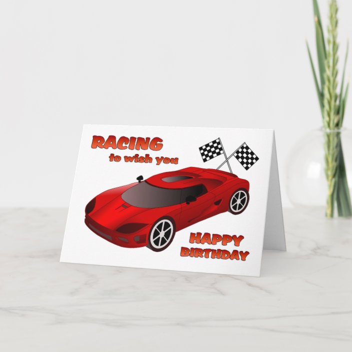 Carte d'anniversaire de voiture de course | Zazzle.fr