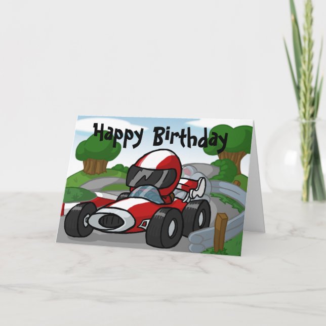 Carte d'anniversaire de voiture de course (Devant)