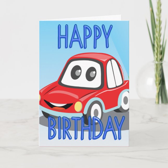 CARTE D'ANNIVERSAIRE DE VOITURE ROUGE (Devant)