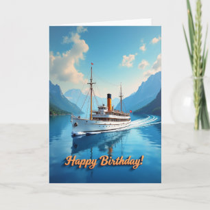 Carte d'anniversaire de voyage sur un lac avec un 