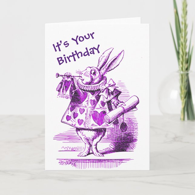 Carte d'anniversaire de White Rabbit Alice au pays (Devant)