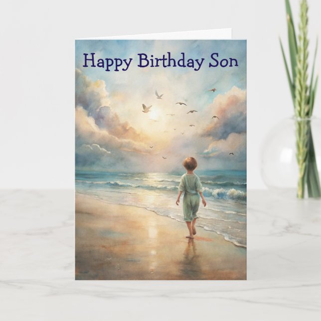 Carte d'anniversaire de Young Boy on Beach (Devant)