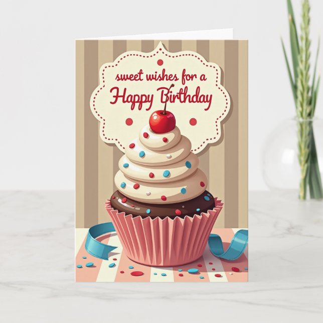 Carte d'anniversaire décorée de paillettes (Devant)