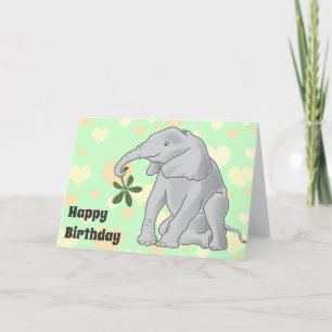 Carte d'anniversaire d'éléphant de bébé