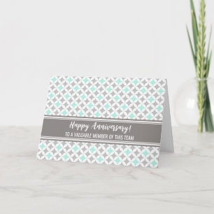 Carte d'anniversaire d'employé Blue Grey Circles