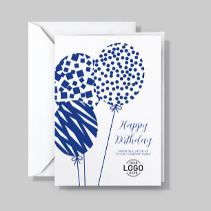 Carte d'anniversaire d'entreprise Ballons Bleu Nui
