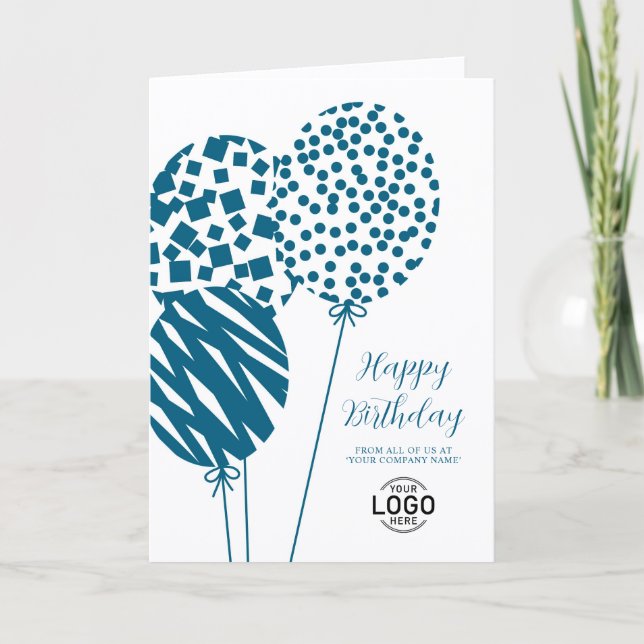 Carte d'anniversaire d'entreprise Ballons Bleu sar (Devant)