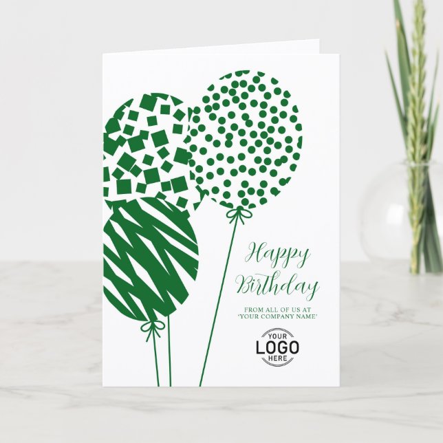 Carte d'anniversaire d'entreprise Ballons Logo Ver (Devant)