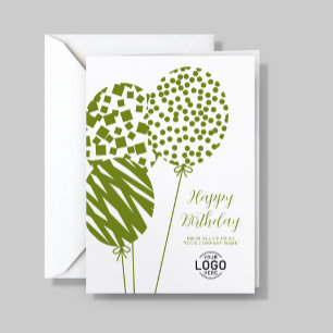Carte d'anniversaire d'entreprise Ballons Vert Oli