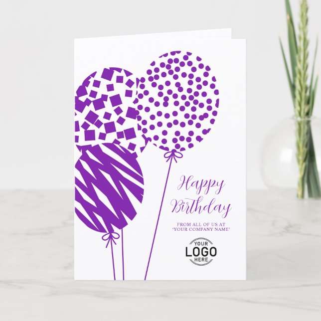 Carte d'anniversaire d'entreprise Ballons Violet B (Devant)