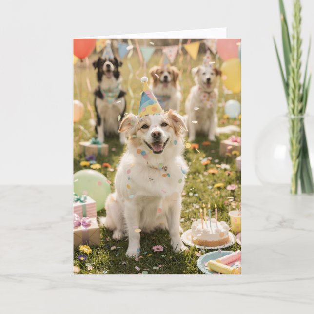 Carte d'anniversaire d'entreprise Chien Mignon Log (Devant)
