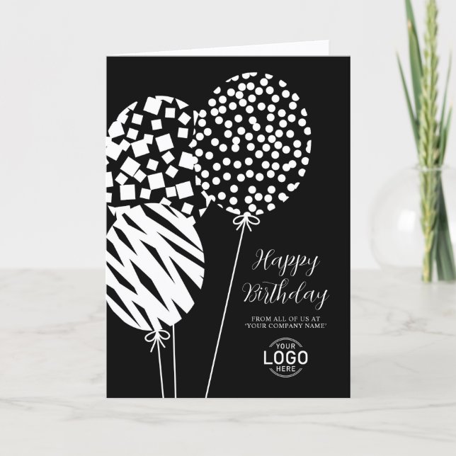 Carte d'anniversaire d'entreprise Logo Ballons Noi (Devant)