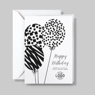 Carte d'anniversaire d'entreprise Logo Noir Blanc