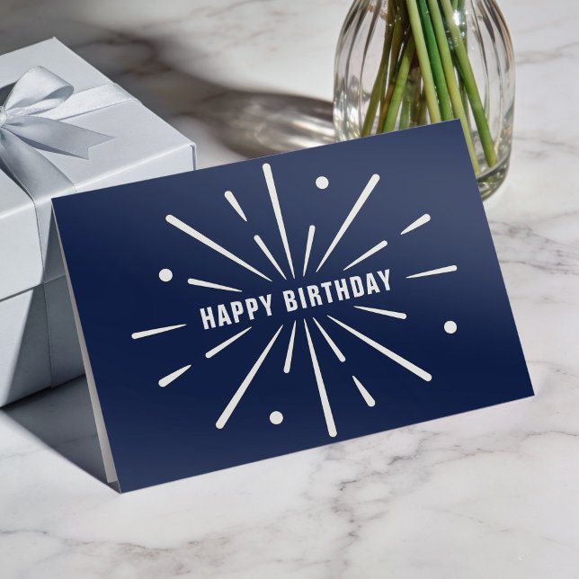 Carte d'anniversaire d'entreprise simple bleu blan (Créateur téléchargé)