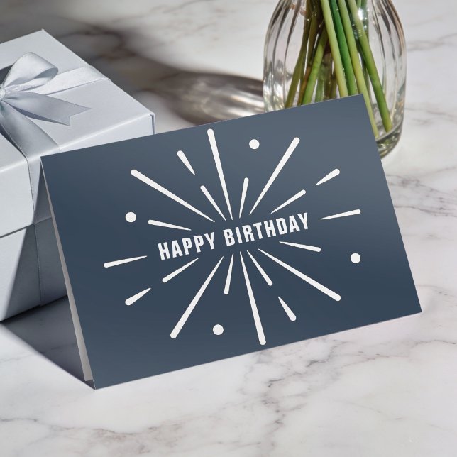 Carte d'anniversaire d'entreprise simple bleu pous (Créateur téléchargé)