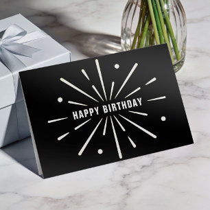 Carte d'anniversaire d'entreprise simple noir et b