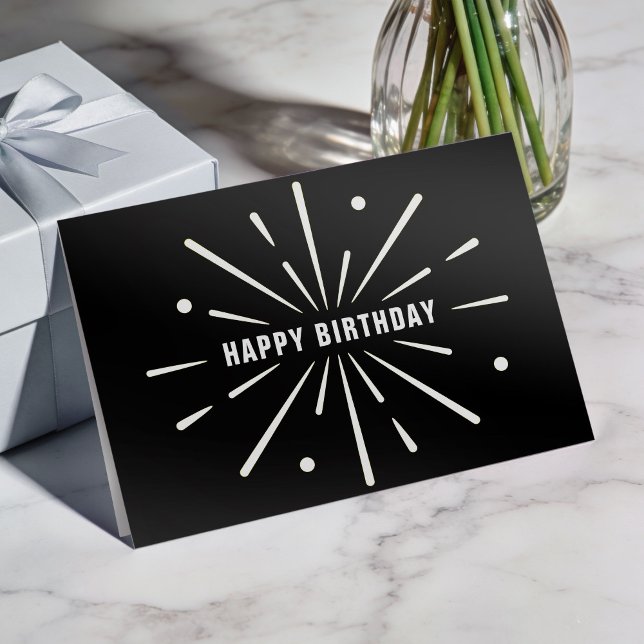 Carte d'anniversaire d'entreprise simple noir et b (Créateur téléchargé)