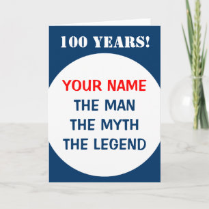 Carte d'anniversaire des 100 ans pour hommes L'h