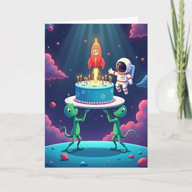 Carte d'anniversaire des amis cosmiques (Devant)