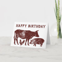Carte d'anniversaire des animaux de ferme pour les