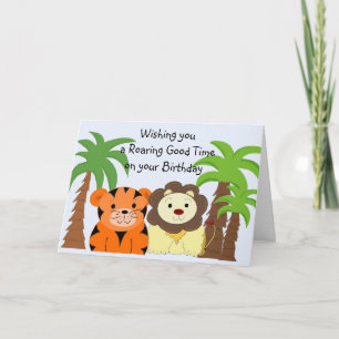 Carte d'anniversaire des animaux de la jungle