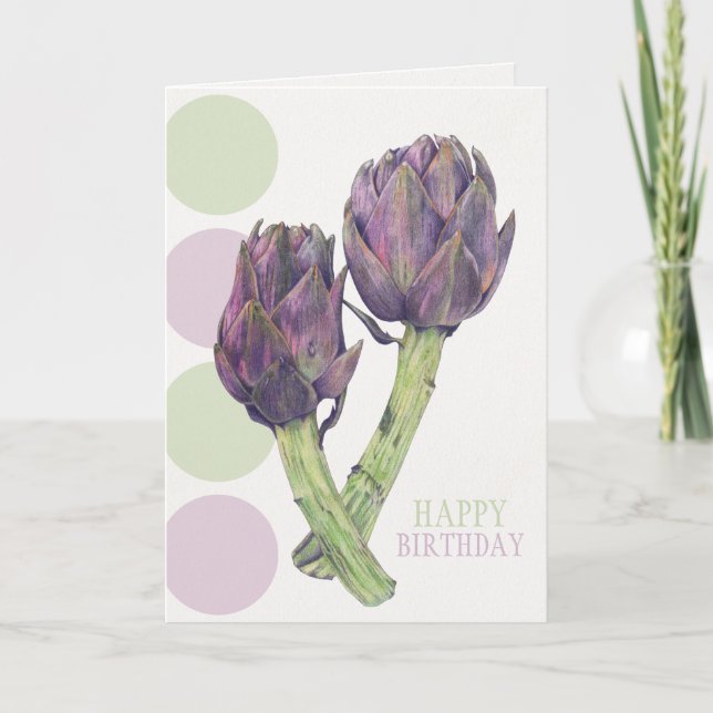 Carte d'anniversaire des Artichauts violets (Devant)