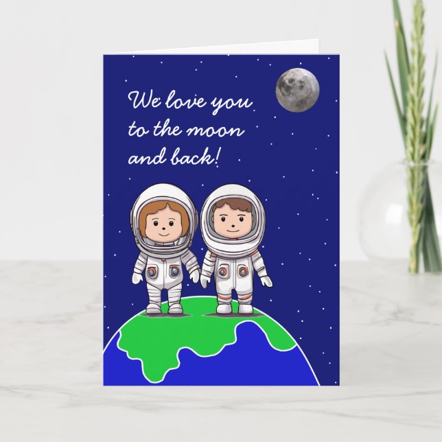 Carte d'anniversaire des astronautes pour enfants  (Devant)