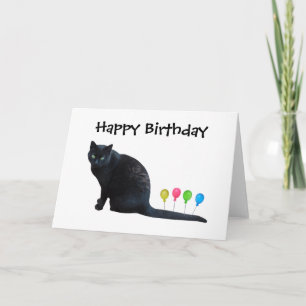 Carte d'anniversaire des ballons de chats noirs