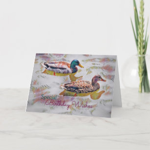 Carte d'anniversaire des canards aquarelles