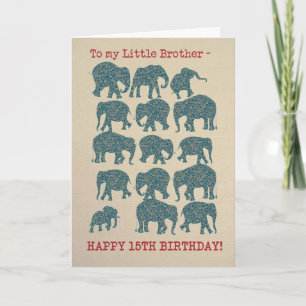 Carte d'anniversaire des éléphants pour le 15ème a