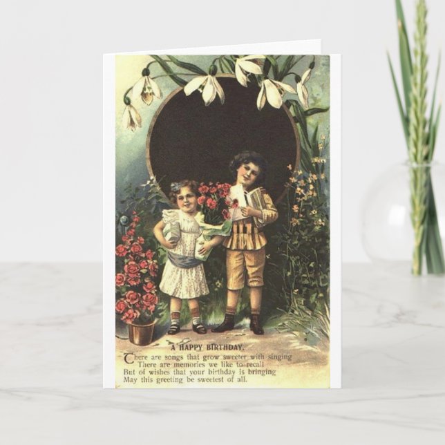 Carte d'anniversaire des enfants victoriens (Devant)