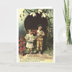 Carte d'anniversaire des enfants victoriens