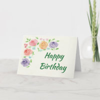 Carte d'anniversaire des fleurs d'aquarelle (grand