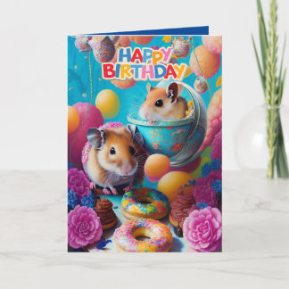 Carte d'anniversaire des hamsters syriens sympa